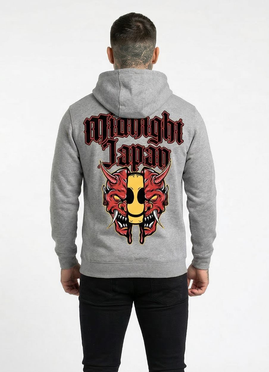 Midnight Japan "ALWAYS HAPPY" HOODIE (GREY) PRE-ORDER