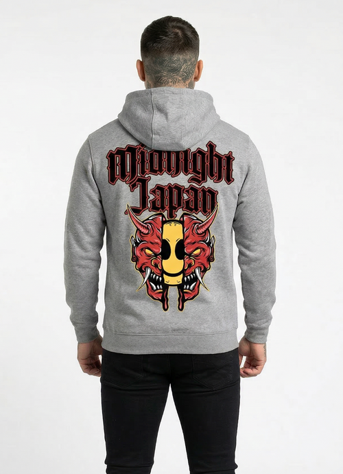 Midnight Japan "ALWAYS HAPPY" HOODIE (GREY) PRE-ORDER