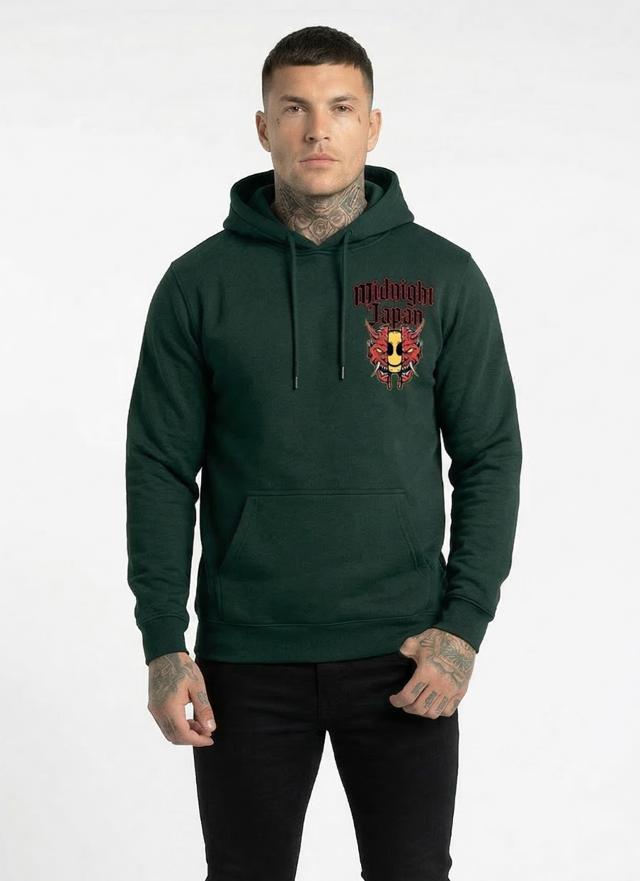 Midnight Japan "ALWAYS HAPPY" HOODIE (FOREST GREEN) PRE-ORDER