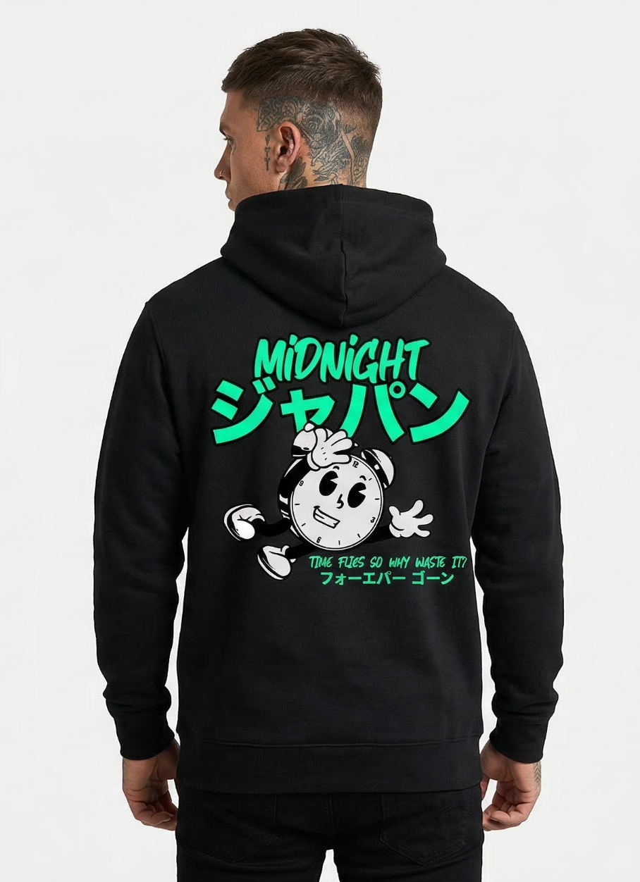 Midnight Japan "TIME FLIES" HOODIE (BLACK) PRE-ORDER