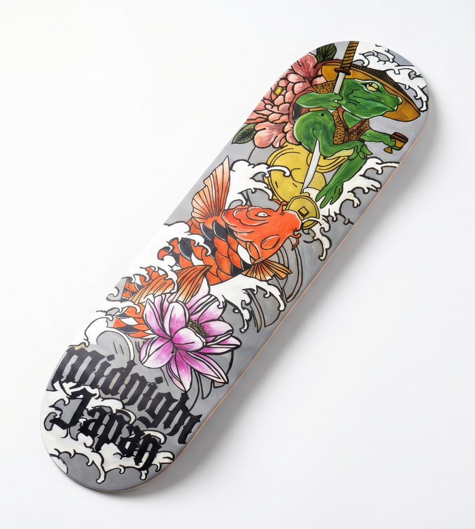 CUSTOM "MIDNIGHT JAPAN" SKATEBOARD "FROG AND KOI"