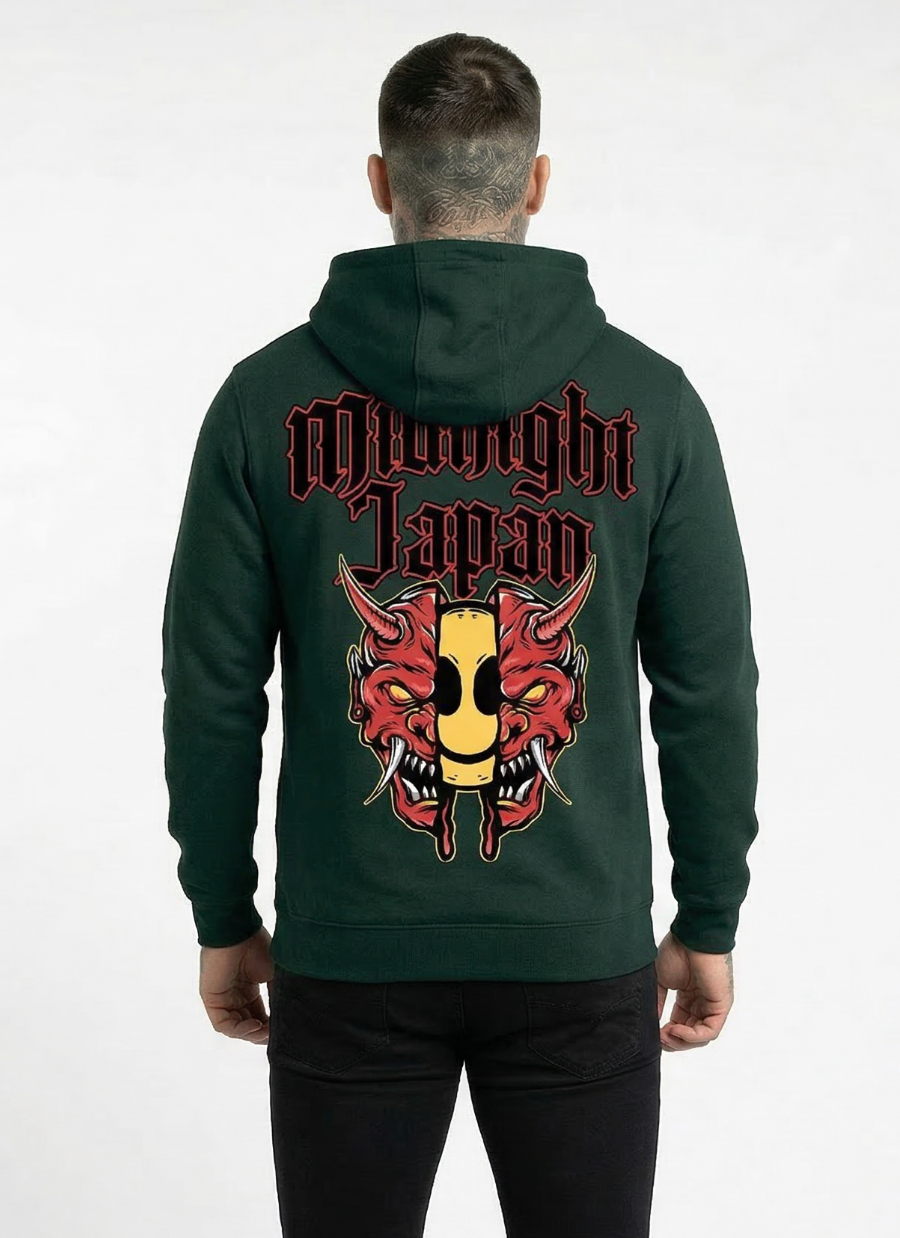 Midnight Japan "ALWAYS HAPPY" HOODIE (FOREST GREEN) PRE-ORDER