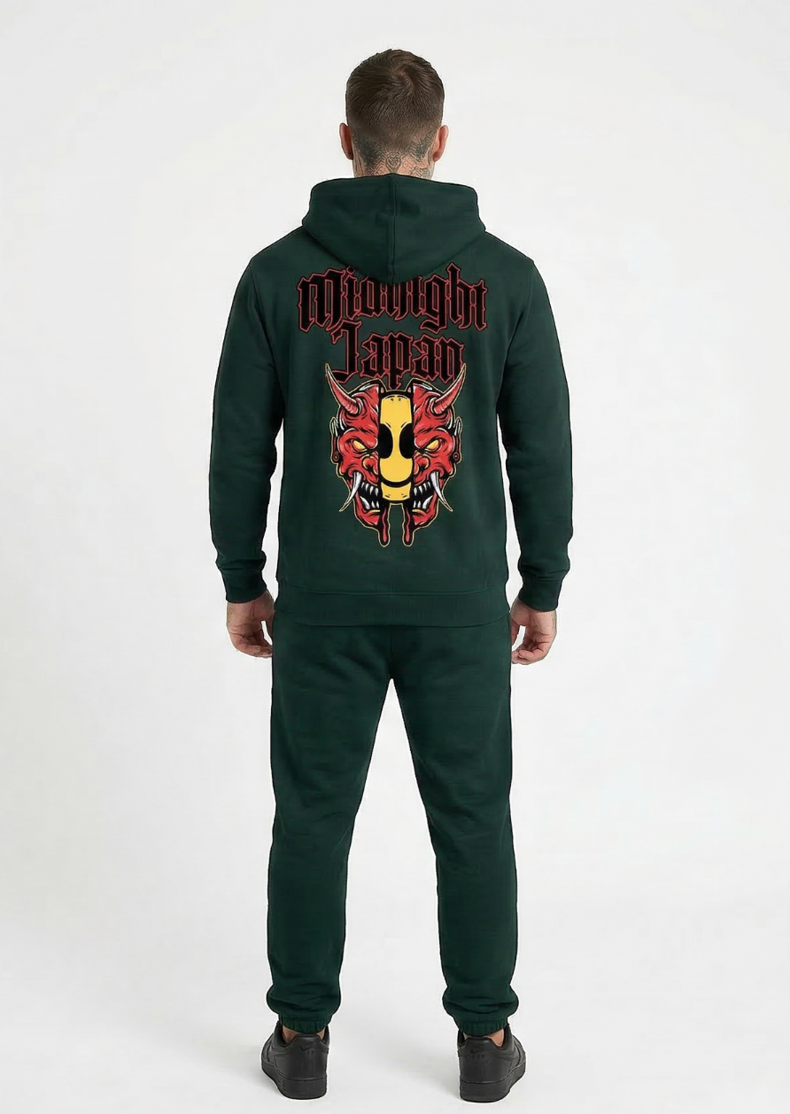 Midnight Japan "ALWAYS HAPPY" HOODIE (FOREST GREEN) PRE-ORDER